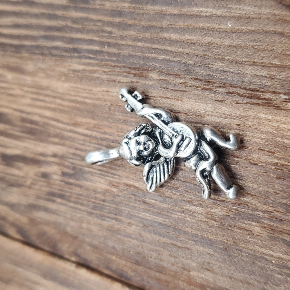 Sterling silver angel cherub heavenly music‎ pendant